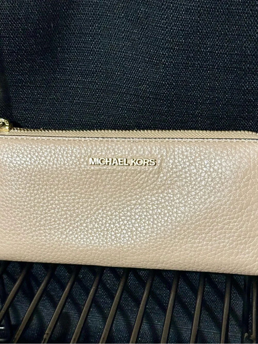 Michael Kors Pebbled Leather Zip Wristlet - Beige